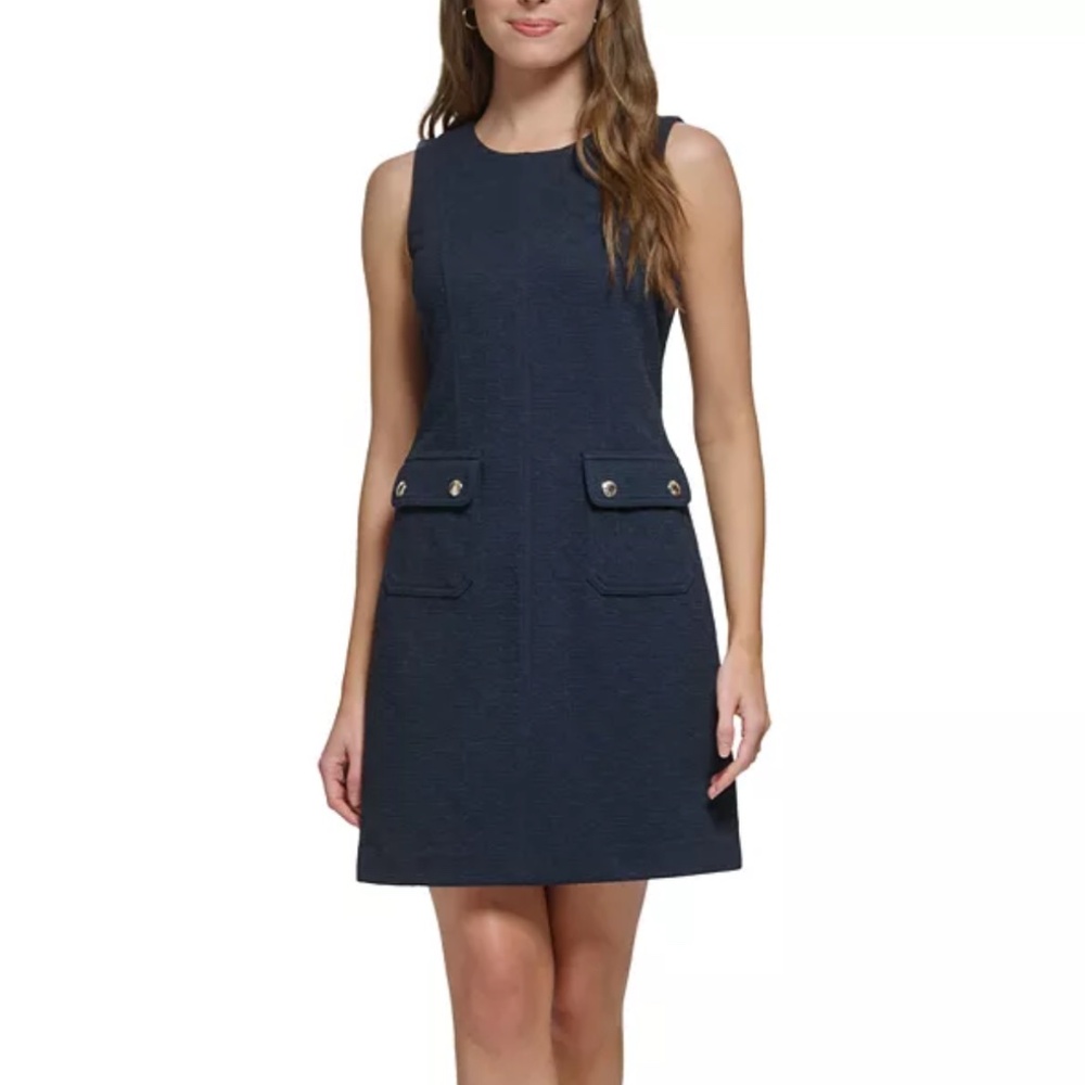 Tommy Hilfiger Basketweave Sheath Dress in Navy